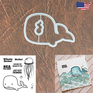 Wal mit Luftblasen Stanzformen & Stempelset mit Quallen Ozeane des Spaßes Sea You - Bild 1 von 5