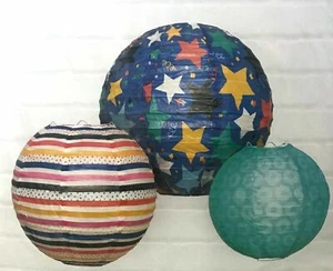 3 Hanging Paper Fan Lantern 12" 10" 8" Classroom Party Decorations Décor #1 - Picture 1 of 5