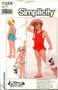 Cut Sewing Pattern Girls Toddler One Piece Swimmer Bikini Mini Mouse Bag Size 3 - Picture 1 of 2