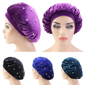 Gorro de terciopelo para mujer Gorro Cuentas Dormir Noche Gorra Pérdida de cabello Quimio Sombrero Prendas para la cabeza - Imagen 1 de 26