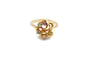 14k Yellow Gold Multi Gemstone Ring Size 6.75 Opal Amethyst Peridot Topaz - Picture 1 of 11