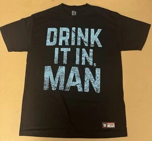 WWE Chris Jericho T-Shirt Herren Large schwarz Rundhals Drink It In Man Tee AEW Y2J - Bild 1 von 6