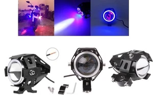 U7 led cerchio anello faro Angel Demon Angelo Demone blu rosso 12V moto occhi - Foto 1 di 1