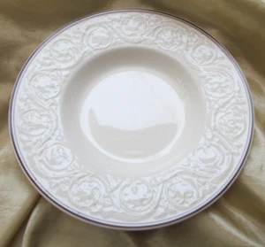 Vintage Wedgwood Athenian Design Embossed Floral Soup Bowl 27cm Brown Edge VGC - Picture 1 of 8