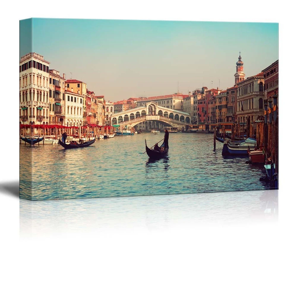 Wall26 - Canvas Prints Wall Art - Rialto Bridge and Gondolas in Venice - 24x36 - Image 1 of 3