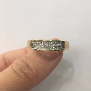 0.60 Ct Princess Cut Diamond Invisible Set Men's Band Ring in 14k Gold G-H VS2 - Picture 1 of 3