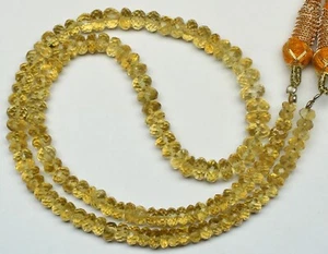 3mm to 6mm Natural Yellow Citrine Faceted Roundel Beads 15.7" Length Gemstone - Picture 1 of 9