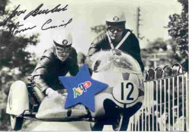 Deubel/Hörner-mehrf. Seitenwagen Weltmeister auf BMW, BMW-Karte,Druckautogramm, - Bild 1 von 2