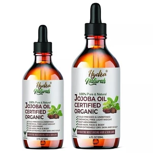Jojoba Oil Certified Organic for Hair Body Skin Face Pure Natural Cold Pressed - Picture 1 of 13