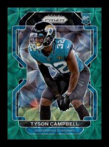 2021 Panini Prizm Green Scope Prizm Tyson Campbell #384 Rookie RC Jaguars /75 