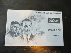 Tarjeta política presidencial George Wallace 1968 campaña presidente Curtis Lemay - Imagen 1 de 2