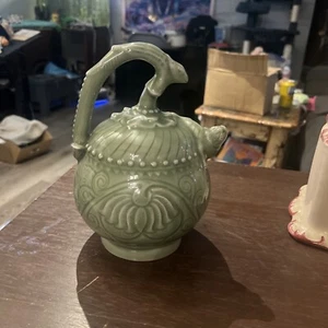 Vintage Chinese Northern Song Yaozhou Celadon Reverse Flow Incised Ewer Teapot - Picture 1 of 6