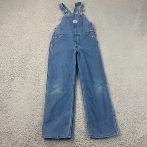 Round House Overalls Youth Size 12 (meas 28x26) Blue Boys Denim Farmer Bibs - Picture 1 of 14
