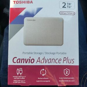  Toshiba CANVIO  Advance Plus NEW Portable External Hard Drive 2TB USB 3.0 White
