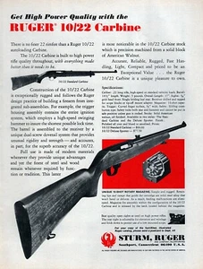 1974 Ruger 10/22 Carbine Rifle Hunting Original Print Ad - Picture 1 of 1
