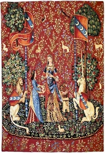 DAMEN & EINHORN 5 SENSES SERIE, DER GERUCH 140 CMX 98CM TAPESTRY WANDHÄNGEND - Bild 1 von 8