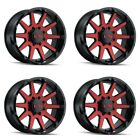 Set 4 20" Ion 143 Gloss Black Red Machined Wheels 20x9 8x170 For Ford Rims 0mm