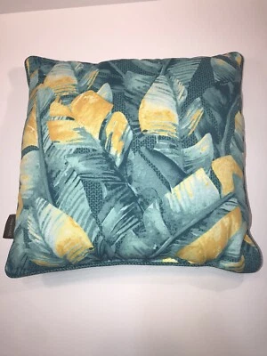 Allen+Roth Indoor/Outdoor Patio Accent Teal Yellow Pillow 16x16 - Image 1 of 4