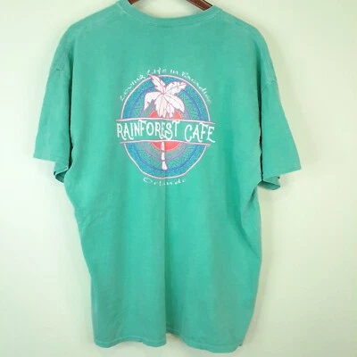 Rainforest Cafe Orlando Loving Life In Paradise Short Sleeve T Shirt 2XL Teal - Image 1 of 4