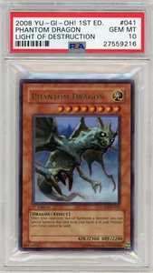 POP 1 PSA 10 Phantom Dragon Ultra Rare 1st Ed Light of Destruction YU-GI-OH! 041 - Foto 1 di 2