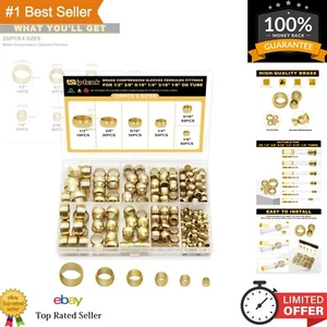 228PCS Brass Compression Sleeves Ferrules for Tube OD 1/2" 3/8" 5/16" 1/4" 3/... - Picture 1 of 9