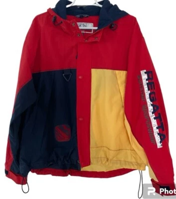 Chaqueta cortavientos deportiva vintage Regatta bloque de colores con capucha vela cremallera talla L Foto 1 de 4