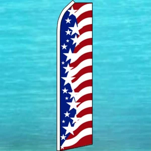 USA AMERICAN STAR SPANGLED BANNER FLUTTER FLAG Tall Curved Top Feather Swooper - Picture 1 of 5