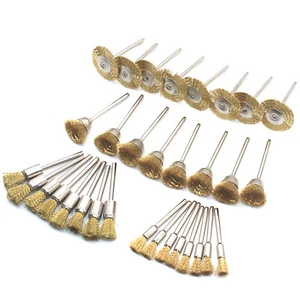 45Pack 3mm Brass Wire Wheel Polishing Mix Brush Set Dremel Rotary Shank Tool A - Picture 1 of 21