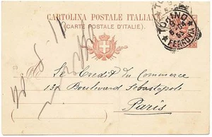 Tarjeta Postal Italia 1904 Torino a París Francia Papelería Postal - H&G 33 (03) - Imagen 1 de 1