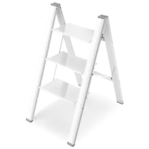 3 Step Ladder Folding Step Stool, 330 Lbs Capacity Step Stool **Steps R White** - Picture 1 of 3