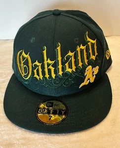 Gorra 59Fifty Oakland A's Licencia Oficial MLB Verde Talla 7 ~ Nueva con Etiquetas - Imagen 1 de 8