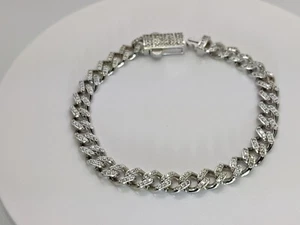 14k Gold 2ct Lab Grown Diamond Cuban Link Chain Bracelet Width 6.5mm - Picture 1 of 12