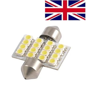 Bright White 16 SMD LED Car Interior Festoon Dome Light Bulbs 31mm DE3175 DE3022 - Picture 1 of 1