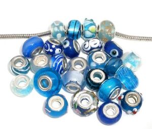 Ten Pack of Assorted "Blue Glass Lampwork" Murano Beads