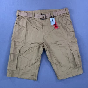 NEW B Street Cargo Shorts Mens 44 Camel Tan Utility Belted Pockets Outdoor Y2K - Picture 1 of 14