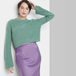 Women's Crewneck Boxy Pullover Sweater - Wild Fable Dark Green M ($20 Retail) - Picture 1 of 1