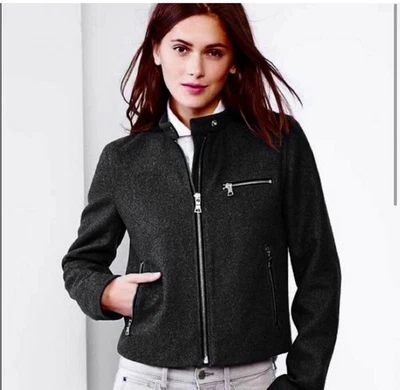 Chaqueta de motociclista Gap negra mezcla de lana talla pequeña usada en excelente estado Foto 1 de 4