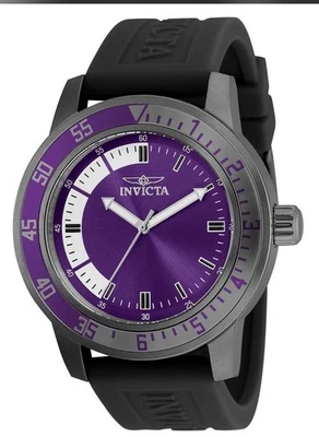 Invicta Speciality 45 mm caja de acero inoxidable esfera negra correa de silicona Foto 1 de 3