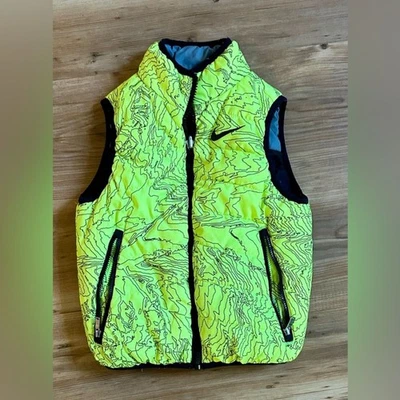 Nike Reversible Neón Eléctrico Amarillo Puffer Chaleco Niños 4/XS Gris Claro Oscuro Cremallera Foto 1 de 4
