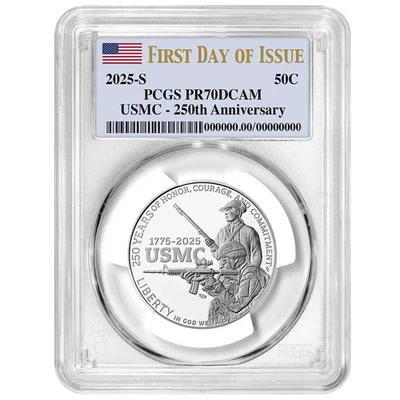 2025-S Proof Clad 50c U.S. Marine Corps 250th Anniversary Commemorative PCGS - Image 1 of 3