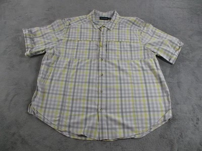 Camisa Great Northwest Para Hombres 2XL Gris Amarillo A Cuadros Manga Corta Abotonada Informal Foto 1 de 4