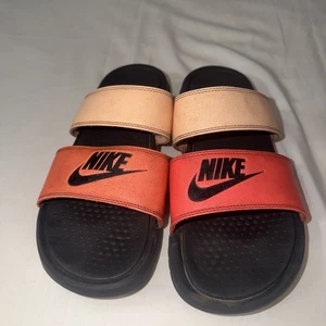 Nike Womens Benassi Duo Ultra Leather Slides Sandals 819717-602 Sz 10 Gently Use - Picture 1 of 24
