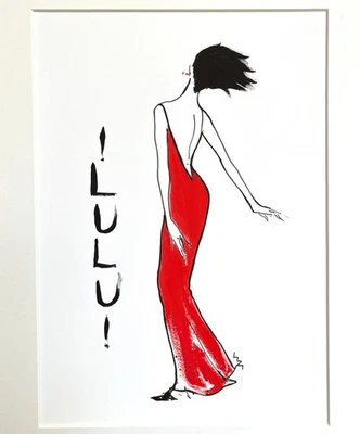 Fashion Dance Art Print; "Lulu"; Lizzie Huxtable;Gallery drama; Red dress; - Image 1 of 4
