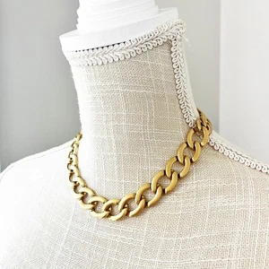 Monet Vintage Brushed Gold Link Collar Necklace - Picture 1 of 7