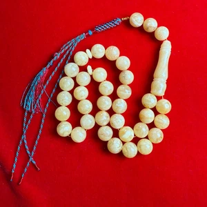 Natürlicher Bernstein Islamischer Rosenkranz Tasbih Misbaha 33 Gebetsperlen 12,9 mm 48,4 g - Bild 1 von 3