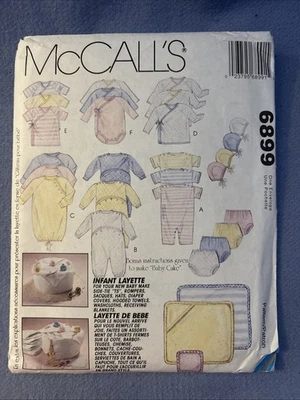 New  FF McCalls 6899 Sewing Pattern Infant Layette Top Romper Hat Diaper Cover - Image 1 of 4