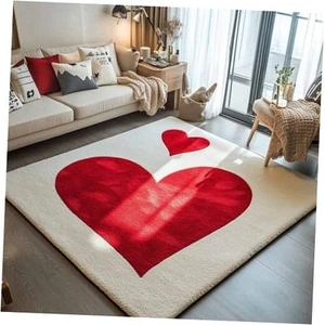 3x5 Area Rug with Cute Red Heart Pattern for Girls Bedroom - Plush Soft Baby - Picture 1 of 6