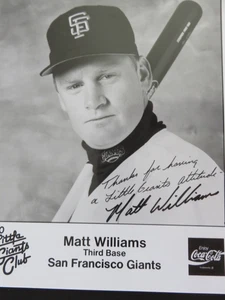 MATT WILLIAMS AUTOGRAPH.. LITTLE GIANTS CLUB.. THIRD BASE..SF GIANTS... MLB - Picture 1 of 6