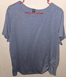 Top informal para mujer nudo delantero manga corta azul talla grande 3XL - Imagen 1 de 3
