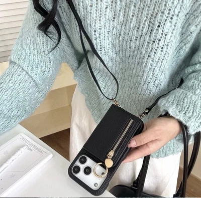 17 pro MaxCrossbody Zipper Wallet Phone Case with Card Slots & Ring Kickstand - Image 1 of 4